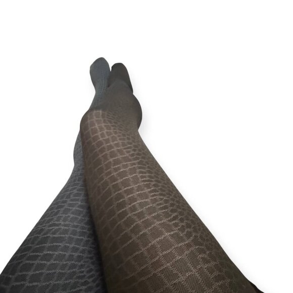 Brown and Grey 2 Pairs Animal Print Tights Pantyhose - Size Small - Picture 3 of 4